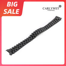 Carlywet 20mm preto aço inoxidável 316l, ponta curvada sólida conexões de parafuso de substituição, pulseira de relógio de pulso para rolex presidente 2024 - compre barato