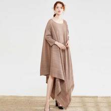 HOT SELLING Easing of o-neck fold  irregular dress fashion loose dress IN STOCK 2024 - buy cheap