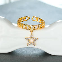 Трендовое женское белое регулируемое кольцо с кристаллами, очаровательное розовое золото, свадебные кольца для женщин, изящная звезда, подвеска, обручальное кольцо 2024 - купить недорого