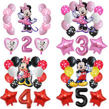 14 pçs/lote Mickey Minnie Mouse balões Mickey Mouse Decoração Da Festa de Aniversário Do Bebê Chuveiro 32 Número polegadas Polka Dot Balão Globos 2024 - compre barato