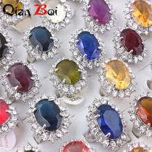 Anéis lindos de casamento 2020 qianbei para mulheres com anéis de cristal azul e branco com strass e zircônia 2024 - compre barato