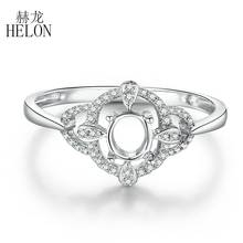 HELON Solid 14K White Gold AU5855 Natural Diamonds Engagement Women Fine Jewelry Semi Mount Ring Setting Fit Oval Cut 6x4mm 2024 - buy cheap