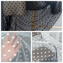 High Quality Polka Dots Heart Stretchy Mesh Lace Fabrics For Girls' Tulle Dress Wedding Garment Sewing Decorative Net Fabric 2024 - buy cheap