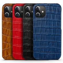 Funda de lujo de cuero genuino con diseño de cocodrilo para iPhone 12 Mini Pro Max 12pro 6,1 6,7 2024 - compra barato