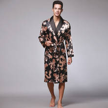 Men Silk Summer Autumn Satin Kimono Bathrobe Golden Dragon Knee Length Long Sleeve Sapphire Bath Robe Dressing Gown Sleepwear 2024 - buy cheap