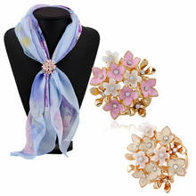 Nova moda cristal strass flores tricíclico cachecol fivela broches para feminino cachecol titular fivela jóias 1 pc 2024 - compre barato