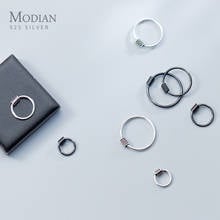 MODIAN Authentic 925 Sterling Silver Black Different Size Fashion Hoop Earrings For Women Charm Korean Simple Silver Jewelry 2024 - buy cheap