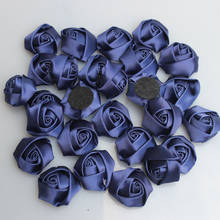 Flores artificiales de satén para boda, accesorios hechos a mano, rosa azul oscuro, 3,5 cm de diámetro, 20 unids/lote 2024 - compra barato