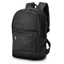 Mochila para ordenador portátil de gran capacidad, morral escolar de cuero genuino para hombres y niños, bolsa de viaje con cable USB 2024 - compra barato