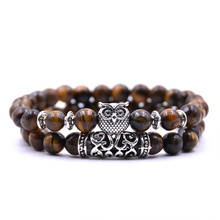 Pulseira hymel 2-8mm de pedra olho de tigre contas coruja bracelete masculino joias braceletes para mulheres 2024 - compre barato