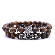 HYHONEY 2pcs/set 8mm Stone Tiger eyes Beads Owl Charm Bracelet Men jewelry Bracelets For Women pulseiras 2024 - buy cheap