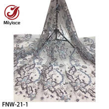 High Quality 2020 Tulle Sequins African Lace Fabric Embroidered French Net Nigerian Lace Fabrics for Wedding FNW-21 2024 - buy cheap