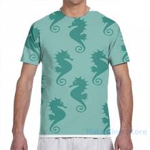 Camiseta sentado com estampa de cavalo-azul-verde, camiseta de manga curta masculina e feminina estampa de toda a extensão, camiseta de menino e menina 2024 - compre barato
