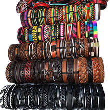 Разноцветные кожаные браслеты, многослойные плетеные веревочные браслеты для мужчин и женщин, ювелирное изделие, 30 шт./лот, WP10 2024 - купить недорого
