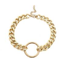 Vintage Punk Exaggerated Chunky Round Circle Pendant Thick Metal Chain Necklace for Women Statement Collar Neck Jewelry XR1981 2024 - buy cheap