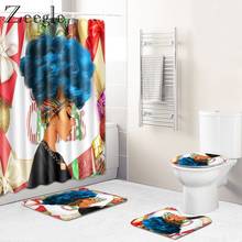 Zeegle Творческий коврик с рождественским дизайном прямоугольные ковры для ванной комнаты 4 шт., набор для ванной ванная комната туалет душ Шторы крышкой коврик для крышки унитаза 2024 - купить недорого
