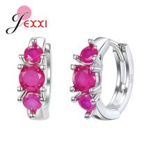 New Hot Fashion Women/Girls 925 Sterling Silver Fuchsia Cubic Zirconia Hoop Earrings For Wedding/Engagement Party Jewelry Gifts 2024 - buy cheap