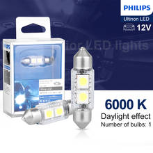 Philips Ultinon светодиодный светильник 36 мм для салона автомобиля, светильник для чтения с картой Clearanace, лампа для номерного знака, сигнальные лампы 6000K 1 шт. 2024 - купить недорого