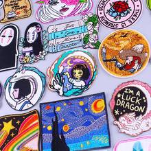 Patches on Clothes Japan Embroidered Patches For Clothes Iron on Dress Applique Stickers Patch For Clothes Hidden Face Anime DIY 2024 - buy cheap