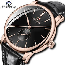 Forsining relógio de pulso mecânico masculino, com pulseira de couro automático casual esportivo 2024 - compre barato