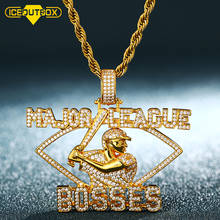 Bling Iced Out Baseball Man Pendant Necklace Gold Full Crystal Necklace Chain Ball Sport Hip Hop Men Jewelry Sport Pendant Gift 2024 - buy cheap