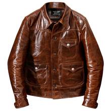YR!Free shipping.Brand new classic casual style oil cowhide jacket,man slim oil genuine leather coat,vintage winter warm coat. 2024 - buy cheap