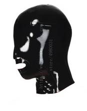 Back zipper & mesh eyes designs(open nostrils & mouth) adults's black latex bondage hood what is made of natural latex materials 2024 - buy cheap