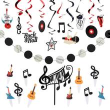 Music Theme Birthday Party Decorations Music Garland Hanging Rock Swirls Cake Topper Baby Shower Bachelor Music Party Supplies 2024 - buy cheap