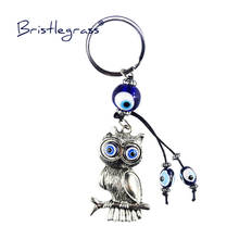 BRISTLEGRASS Turkish Blue Evil Eye Owl Key Chains Ring Holder Lover Keychain Amulet Lucky Charm Hanging Pendant Blessing Protect 2024 - buy cheap