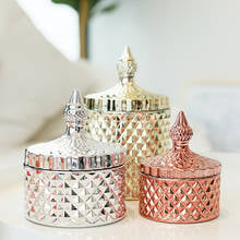 Rose Gold Diamond Glass Jars with Cover Nordic Golden Silver Kitchen Spices Candy Storage Box Jewelry Decoration Glass Container 2024 - buy cheap