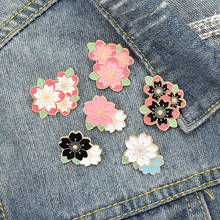 Sakura Alloy Pink White Cherry Blossom Brooches Bag Lapel Pin Cartoon Flowers Badge Jewelry Gifts For Friends Wholesale Jewelry 2024 - buy cheap
