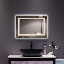 Bathroom Mirror with Led Light Glass Mirror Square Touch LED Anti-fog Easy to install Tricolor Dimming Lights 28*20"[US-W] 2024 - buy cheap
