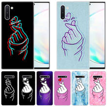 Funda de silicona Love on the finger kpop heart para Samsung Galaxy Note 10 Pro 9 8 5 M30S M40 S10E S10 5G S9 S8 Plus S7 S6 Edge S5 2024 - compra barato