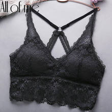 Sujetador Floral de encaje para mujer, ropa interior Sexy, Bralette sin aros, lencería femenina, Tops cortos sin mangas de Color sólido 2024 - compra barato