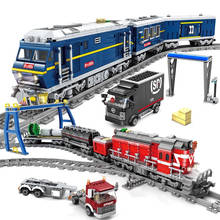 High-Tech Electric City Freight Train Building Blocks Battery Power Railway Track Bricks Children Construction Toys Kids Gifts 2024 - buy cheap