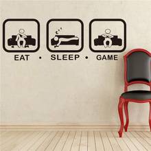 WJWY Eat Sleep Game Wall Sticker Gaming Joystick Playing Decals Wall Art Decor Kids Room Home Decoration Gamer Wallpaper 2024 - buy cheap