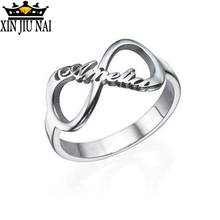 925 anillos silver Princess Engagement Rings for Women Girls Trendy Infinity Symbol Amelia Letter Rings Silver Color Jewelry 2024 - buy cheap