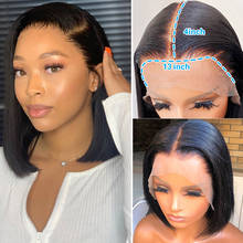 Missblue 13x4 Short Lace Front Human Hair Wigs For Black Women Middle Ratio 8-16 Brazilian Remy Hair Bob Wig Natural Color 130% 2024 - buy cheap