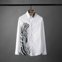Camisa masculina de manga comprida, camisa da moda de luxo com estampa esculpida para homens, de alta qualidade, camisa casual 4xl 2024 - compre barato