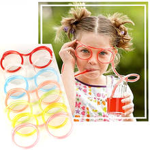 Креативные забавные мягкие пластиковые соломинки для детей, игрушки для дня рождения, веселые очки, гибкие питьевые игрушки, детские игрушки для вечеринки, подарок 2024 - купить недорого