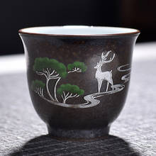 Xícara de chá de cerâmica, acessório simples e simples de cerâmica com ponto de prata único para chá 2024 - compre barato