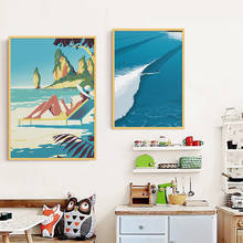 Pintura en lienzo de paisaje marino y playa para decoración del hogar, póster e impresión de pared, imagen artística moderna para sala de estar, dormitorio 2024 - compra barato