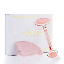 Rodillo de cuarzo rosa para masaje Facial, masajeador Facial adelgazante de Jade Natural, herramienta de Lifting, conjunto de belleza para el cuidado de la piel 2024 - compra barato