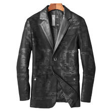 Businessmen Formal Leather Coat Formal Metting Slim Suit Clothing Genuine Leather Jackets Men Spring Sheepskin Coats 2024 - buy cheap