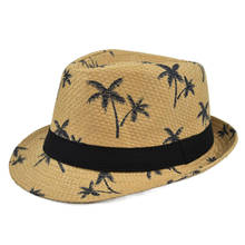 Coconut tree Beach Sun Hat Men Summer 2021 short brim Fedoras Panama Straw Jazz Hat Women Sunhat chapeau paille 2024 - buy cheap