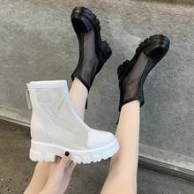 2021 Fashion  back zipper design Genuine leather air mesh summer flat boots women ankle Riding Equestrian  white shoes 2024 - buy cheap