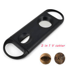 Cigar Gedgets Stainless Steel V-Cut 2 in 1 2use Cigar Cutter Black Portable Scissors Travel Cutter For Cuba Cigars  5pcs/lot 2024 - buy cheap