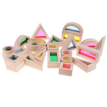 Набор деревянных радужных строительных блоков (24 шт.), игрушки Монтессори для детей 2024 - купить недорого