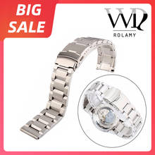 Rolamy-Correa de plata de lujo para reloj, pulsera de acero inoxidable, color sólido cepillado, para Seiko SKX Tudor Tag Heier, 18, 20, 22 y 24mm 2024 - compra barato