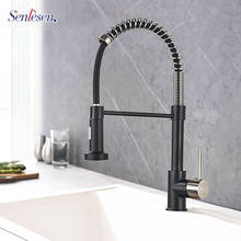 Senlesen Kitchen Sink Faucet Black and Nickle Single Handle Hot and Cold Mixer Tap Deck Mount Solid Brass Para Kitchen Faucets 2024 - buy cheap